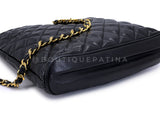 Chanel 1989 Vintage Quilted Black Bucket Tote Bag CC Charm 8RG