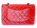 Chanel Coral Velvet Medium Classic Double Flap Bag So Black Metal HW RSD