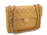 Chanel Beige Caviar Jumbo Flap Bag 2002 Vintage Classic 24k GHW JP8