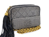 Chanel 1991 Vintage Mini Houndstooth Camera Bag 24k GHW Black White O9N