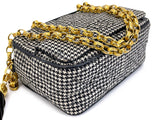 Chanel 1991 Vintage Mini Houndstooth Camera Bag 24k GHW Black White O9N