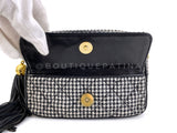 Chanel 1991 Vintage Mini Houndstooth Camera Bag 24k GHW Black White O9N