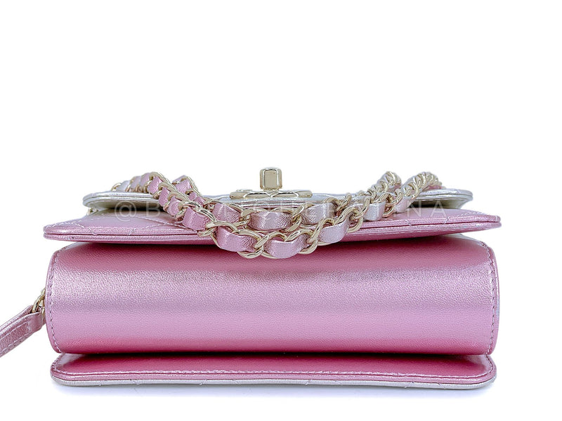 Chanel Metallic Mermaid Ombre Pink Mini Wallet Flap Bag GHW ES7