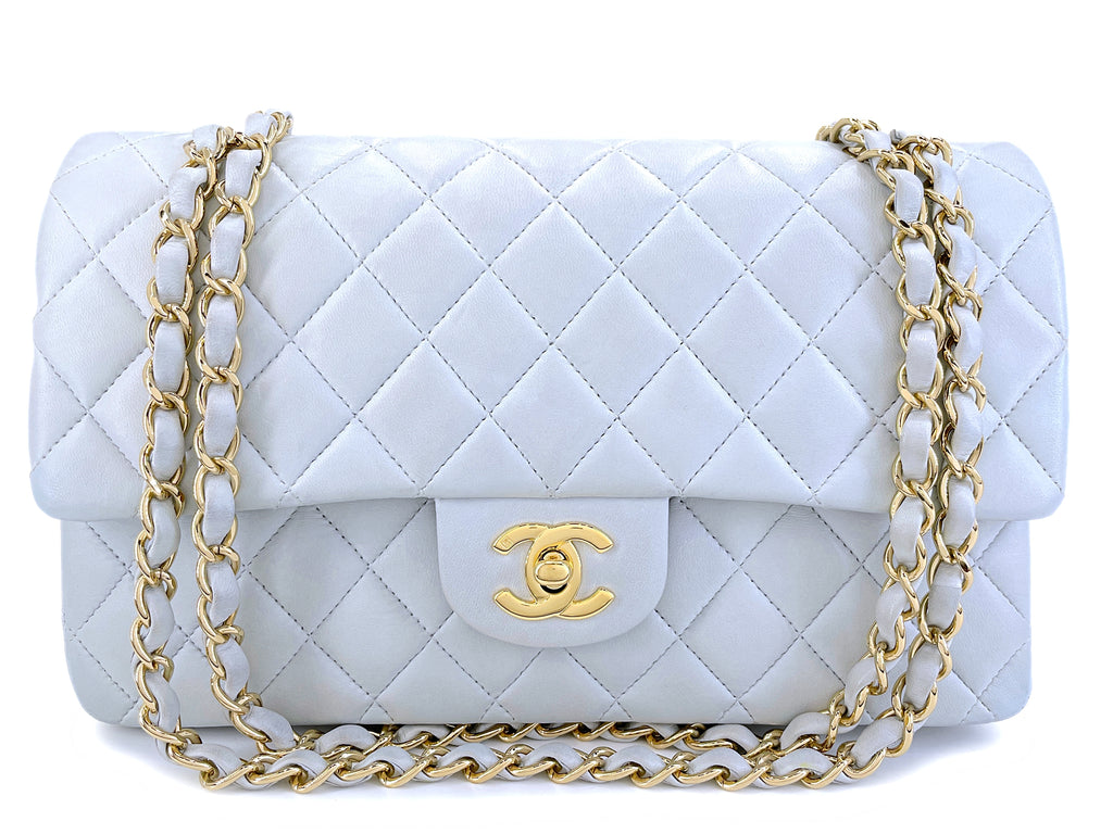 Chanel 2002 Vintage Pale Blue Medium Classic Double Flap Bag 24k
