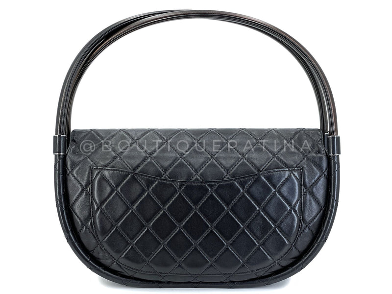 Chanel 2013 Black Medium Hula Hoop Flap Bag SHW F7T