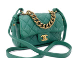 Chanel Green Mini Flap Trapezio Top Handle Crossbody Goatskin Bag