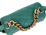 Chanel Green Mini Flap Trapezio Top Handle Crossbody Goatskin Bag