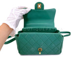 Chanel Green Mini Flap Trapezio Top Handle Crossbody Goatskin Bag