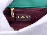 Chanel Green Mini Flap Trapezio Top Handle Crossbody Goatskin Bag