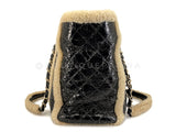 Chanel 2019 Black Shearling Shopper Tote Bag Distressed 2QI