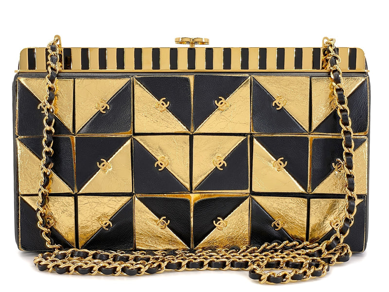 Chanel 19A Egypt Gold Black Framed Minaudière Clutch Bag GHW Paris-New York 78A