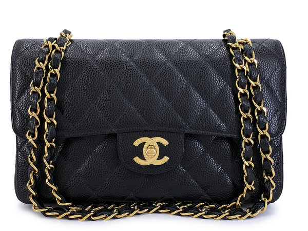 Chanel Vintage Black Small Classic Flap Bag 24k GHW Double 2004 9TI