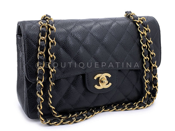 Chanel Vintage Black Small Classic Flap Bag 24k GHW Double 2004 9TI