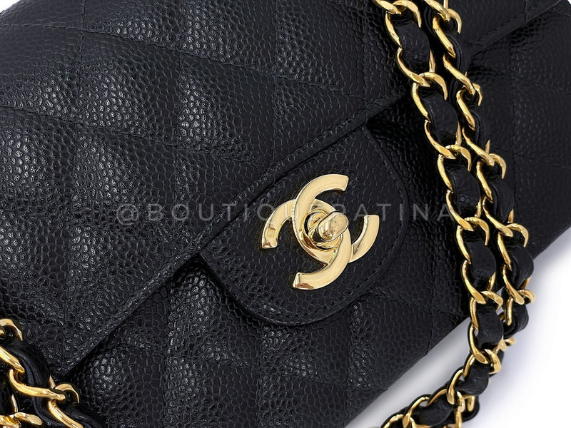 Chanel Vintage Black Small Classic Flap Bag 24k GHW Double 2004 9TI