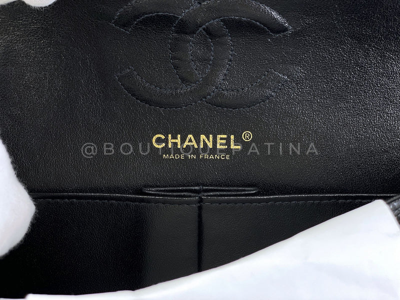 Chanel Vintage Black Small Classic Flap Bag 24k GHW Double 2004 9TI