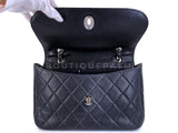 Chanel 2001 Vintage Black Caviar Curved Jumbo Classic Flap Bag RHW H6W