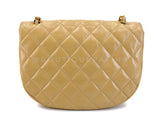 Chanel Vintage Beige Lambskin Half Moon Flap Bag 24k GHW V4O