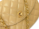 Chanel Vintage Beige Lambskin Half Moon Flap Bag 24k GHW V4O