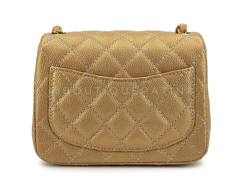 Chanel 2014 Gold Caviar Square Mini Flap Bag GHW 64P