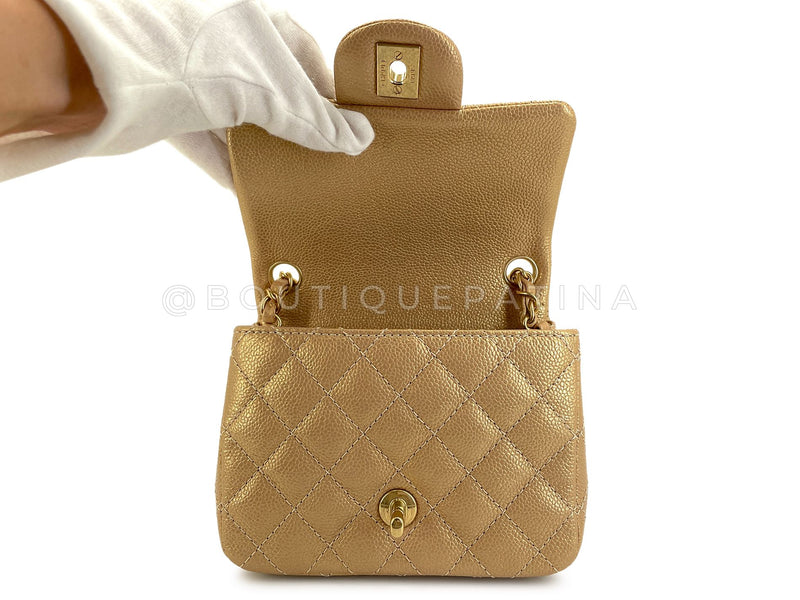 Chanel 2014 Gold Caviar Square Mini Flap Bag GHW 64P