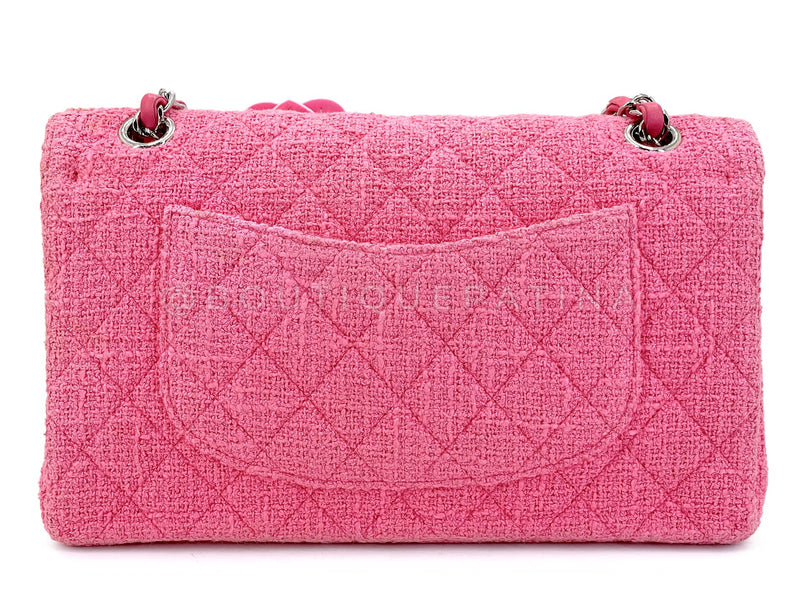 Chanel Pink Tweed Crystal Sakura Flower Flap Bag Silicone SHW LPX