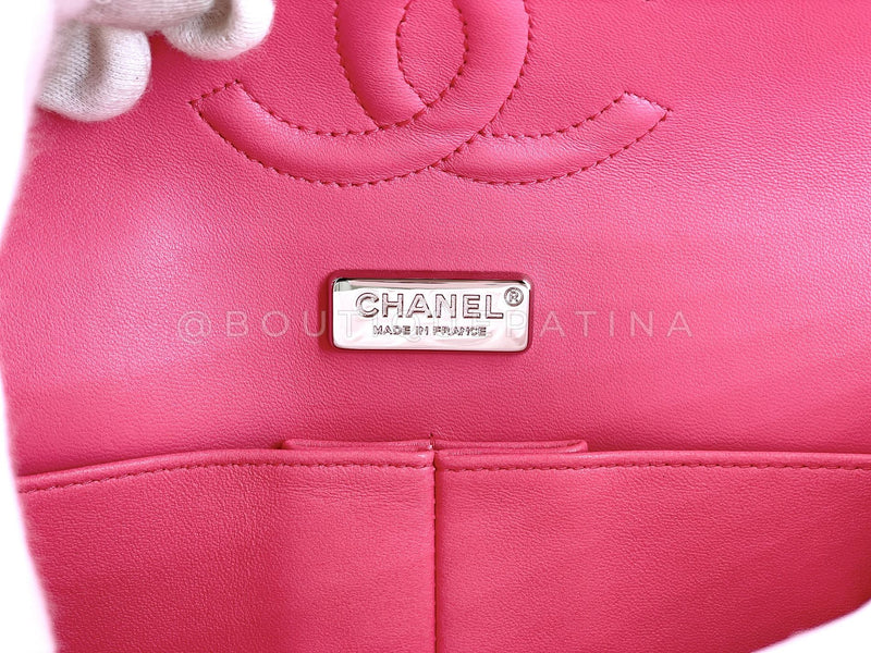 Chanel Pink Tweed Crystal Sakura Flower Flap Bag Silicone SHW LPX