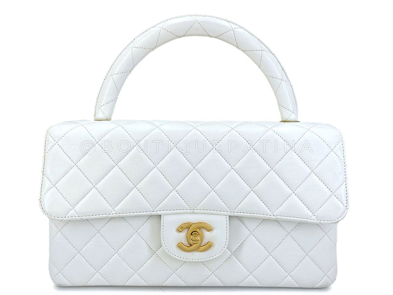 Chanel Vintage White Lambskin Parent Child Mommy Daughter Kelly Bag Set 24k GHW VBL