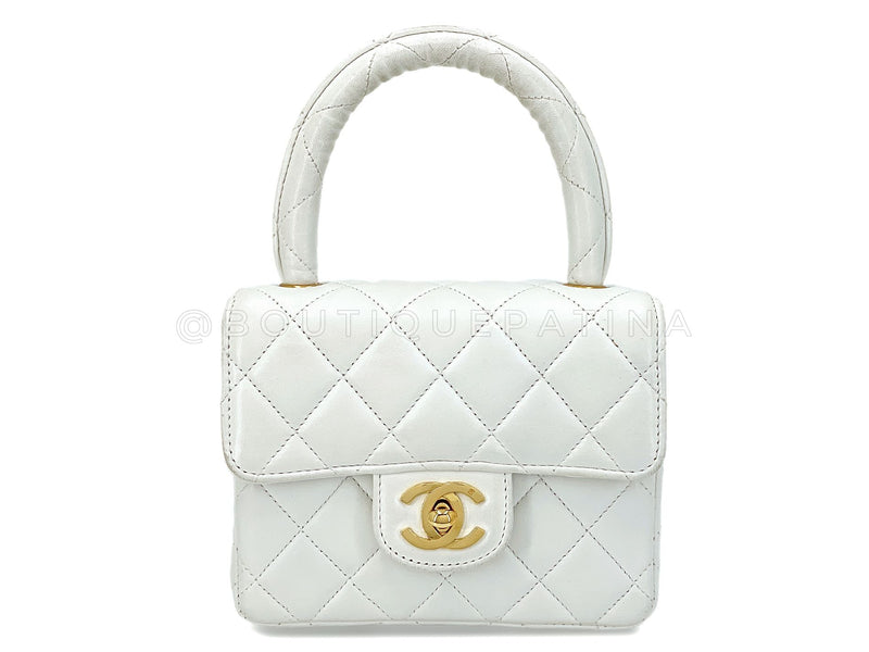 Chanel Vintage White Lambskin Parent Child Mommy Daughter Kelly Bag Set 24k GHW VBL