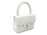 Chanel Vintage White Lambskin Parent Child Mommy Daughter Kelly Bag Set 24k GHW VBL