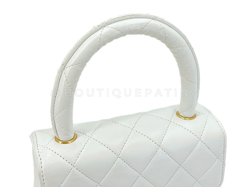 Chanel Vintage White Lambskin Parent Child Mommy Daughter Kelly Bag Set 24k GHW VBL