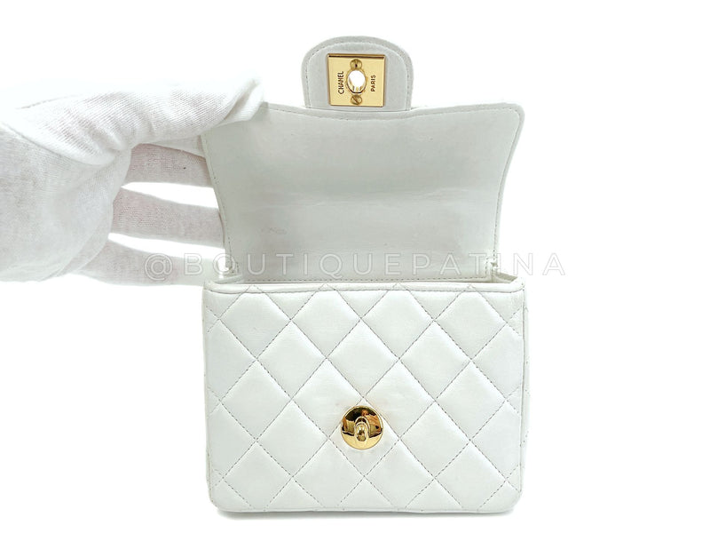 Chanel Vintage White Lambskin Parent Child Mommy Daughter Kelly Bag Set 24k GHW VBL