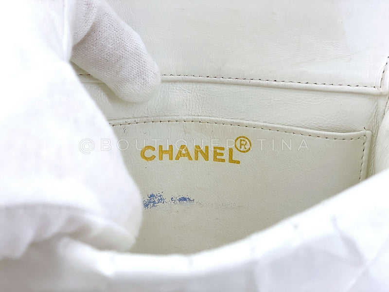 Chanel Vintage White Lambskin Parent Child Mommy Daughter Kelly Bag Set 24k GHW VBL