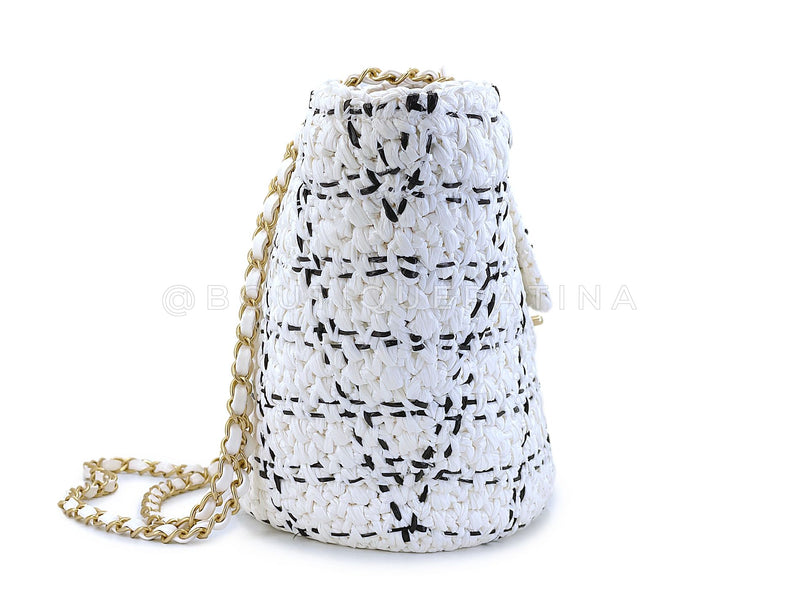 Chanel 2023 Raffia Effect White Flap Shopper Tote Bag GHW 92J