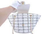 Chanel 2023 Raffia Effect White Flap Shopper Tote Bag GHW 92J