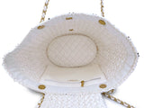 Chanel 2023 Raffia Effect White Flap Shopper Tote Bag GHW 92J