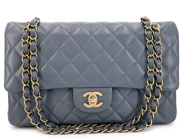 Chanel Slate Gray Caviar Medium Classic Double Flap Bag GHW 3ZD