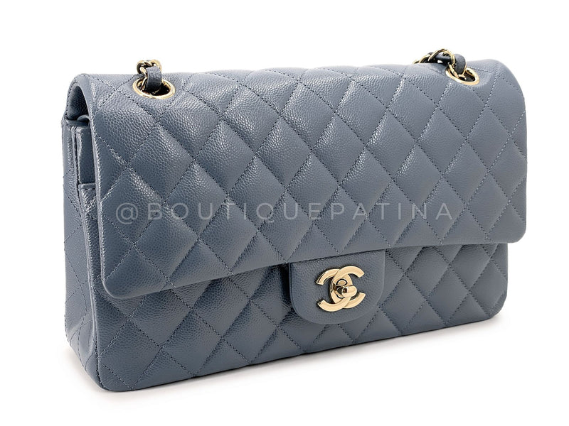 Chanel Slate Gray Caviar Medium Classic Double Flap Bag GHW 3ZD