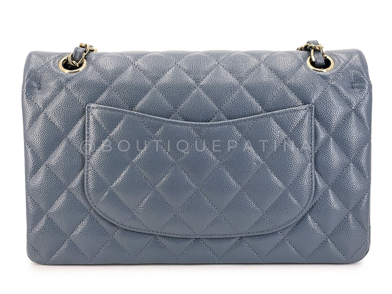 Chanel Slate Gray Caviar Medium Classic Double Flap Bag GHW 3ZD