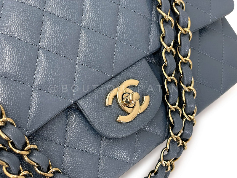 Chanel Slate Gray Caviar Medium Classic Double Flap Bag GHW 3ZD