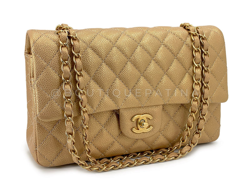 Chanel 2014 Gold Caviar Medium Classic Double Flap Bag Brushed GHW 4Z7