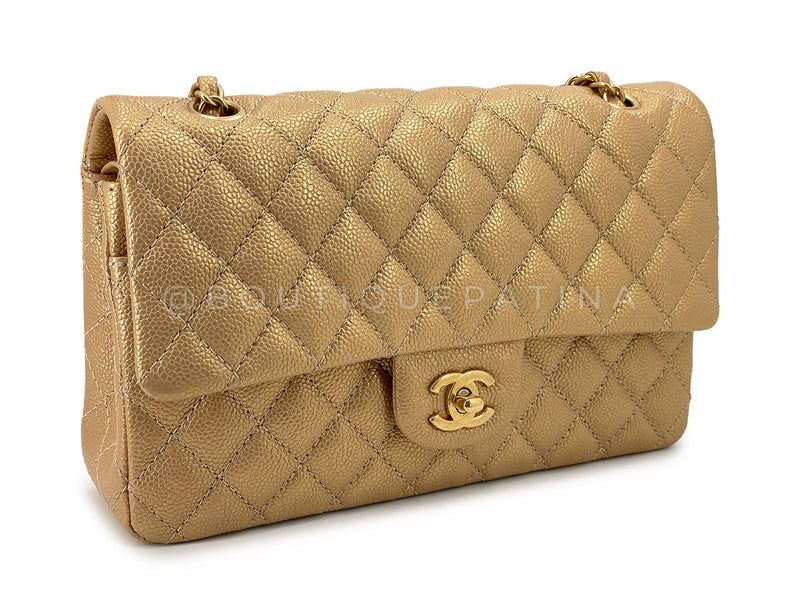 Chanel 2014 Gold Caviar Medium Classic Double Flap Bag Brushed GHW 4Z7