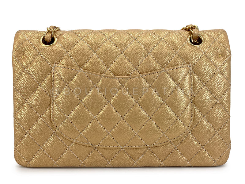 Chanel 2014 Gold Caviar Medium Classic Double Flap Bag Brushed GHW 4Z7