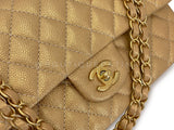 Chanel 2014 Gold Caviar Medium Classic Double Flap Bag Brushed GHW 4Z7