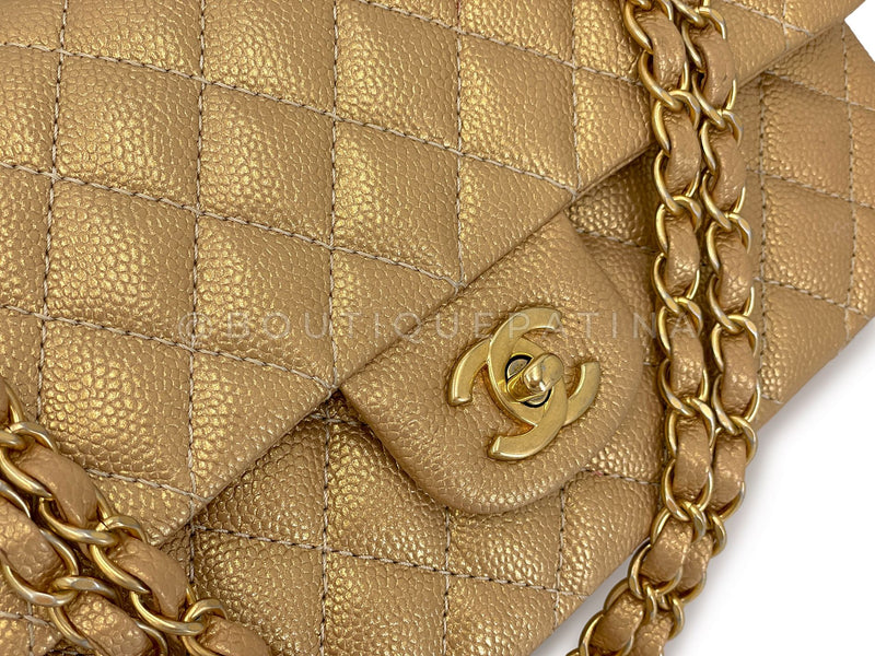 Chanel 2014 Gold Caviar Medium Classic Double Flap Bag Brushed GHW 4Z7