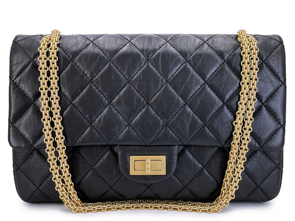 Chanel Black Aged Calfskin Reissue Large 227 2.55 Flap Bag GHW 2N9