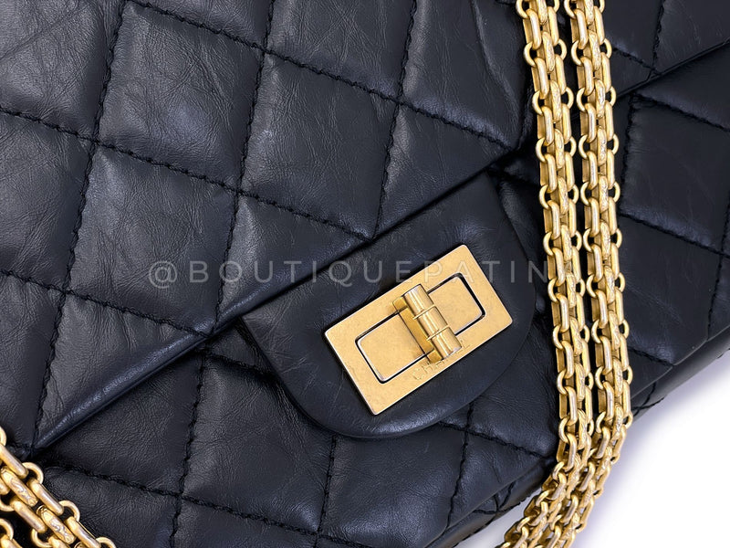 Chanel Black Aged Calfskin Reissue Large 227 2.55 Flap Bag GHW 2N9