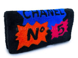 Chanel 2014 Black Supermarket Shearling Giant Clutch Bag SHW Comic Multicolor 5UH