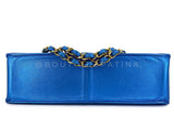 Chanel 95P Vintage "Barbie" Maxi Flap Metallic Blue Bag 24k GHW Classic PCI