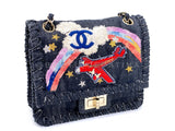 Chanel 2006 Vintage Night Flight Denim Reissue Airplane Rainbow Bag 24k GHW ZHL