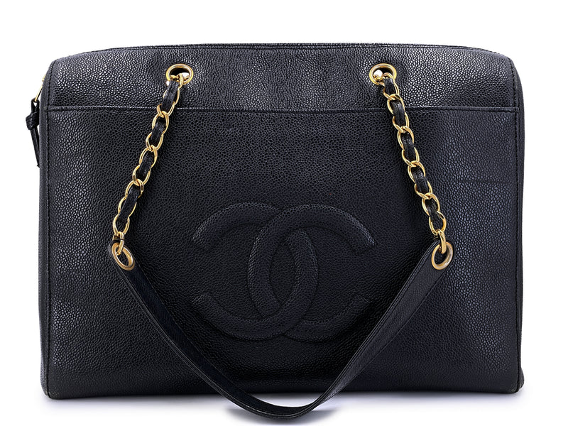 Chanel Vintage Black Caviar Timeless Zipped Tote Bag 24k GHW 309